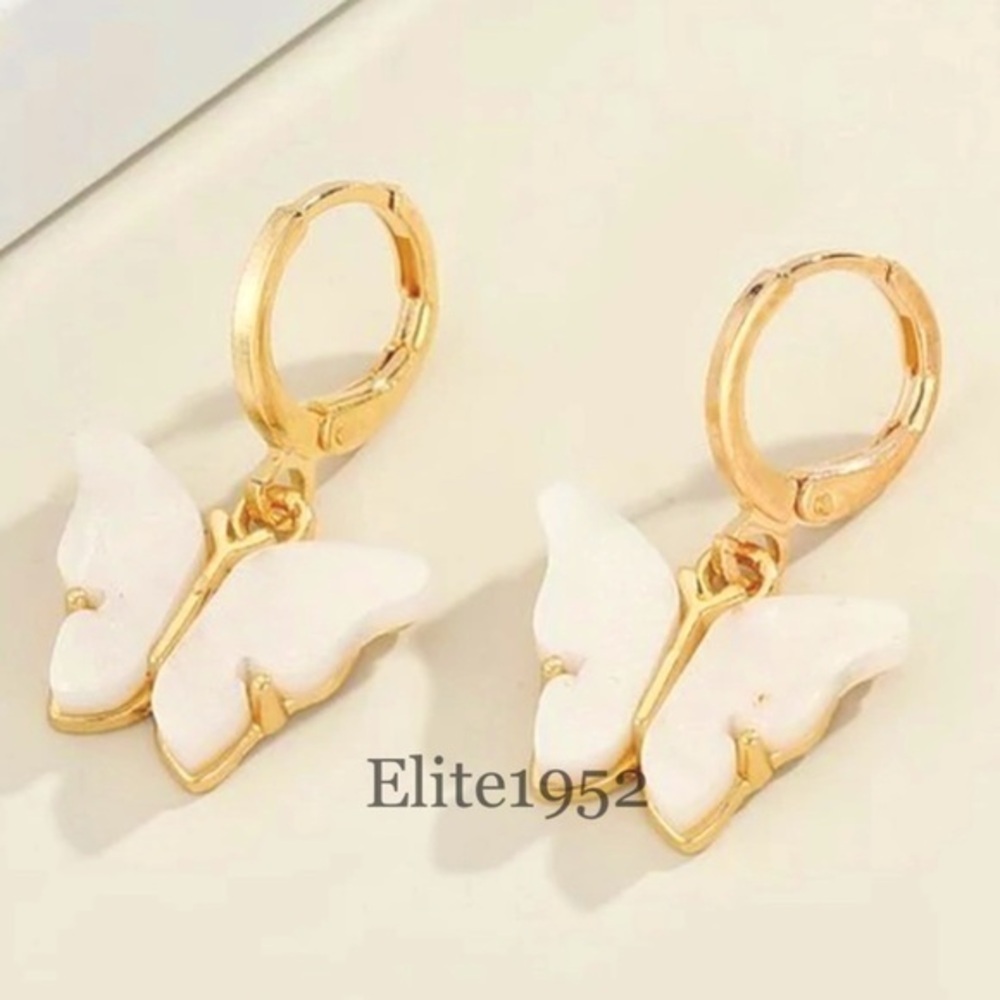 White innocence Papillon gold butterfly hoop earrings 3/$30 NO FURTHER DISCOUNTS